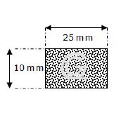 Rechthoekig mosrubber snoer | 10 x 25 mm | per meter